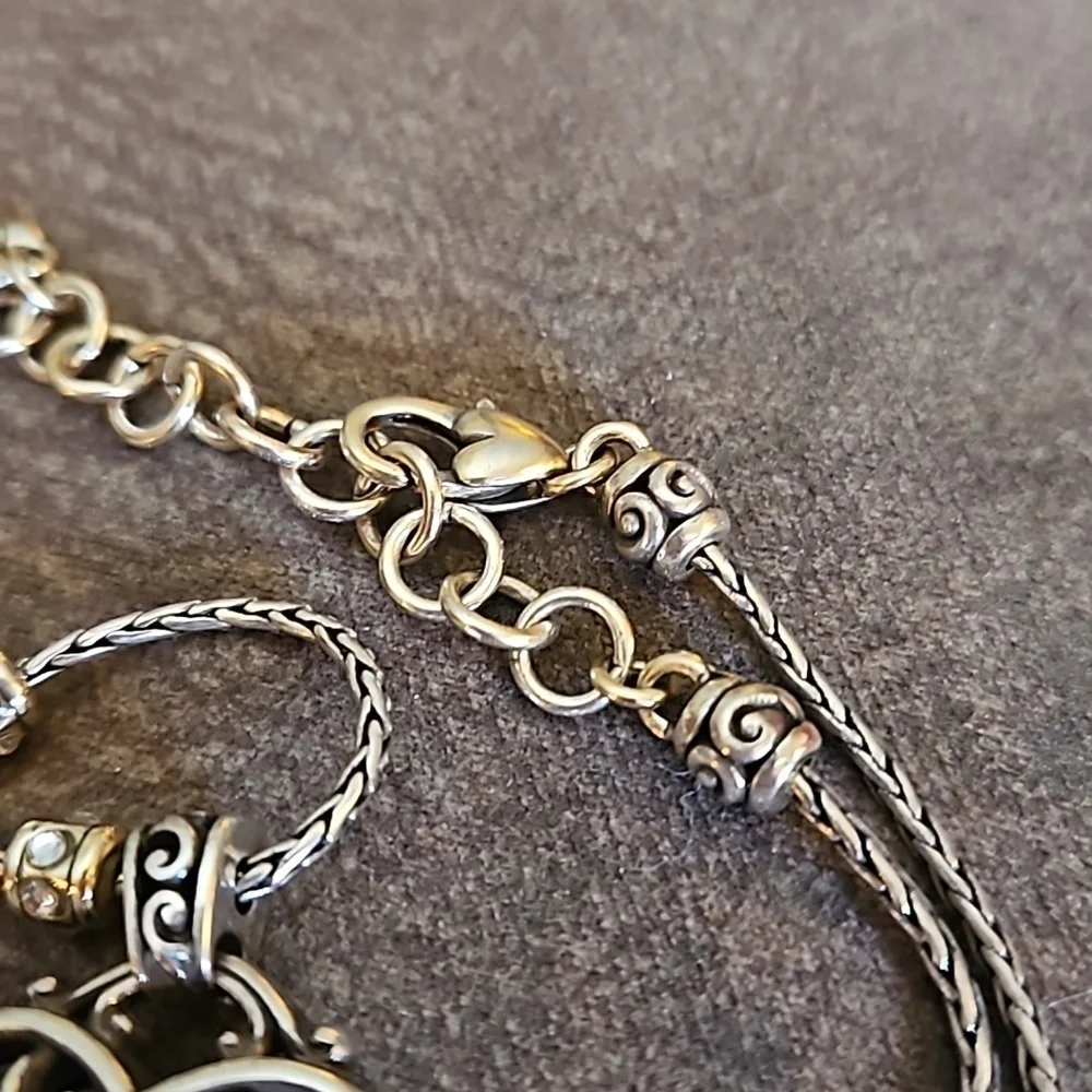 BRIGHTON Silver Plated Reno Heart Crystal Chain Necklace